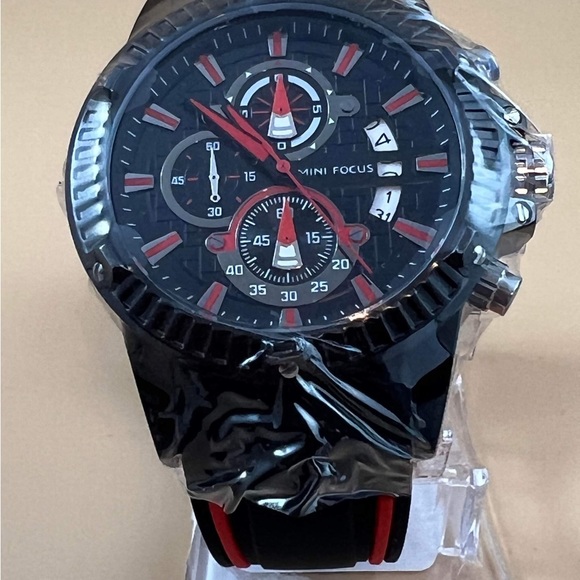 MINI FOCUS Men Watch, Chronograph Waterproof Sport Analog Quartz Watches Silicon - Picture 2 of 6